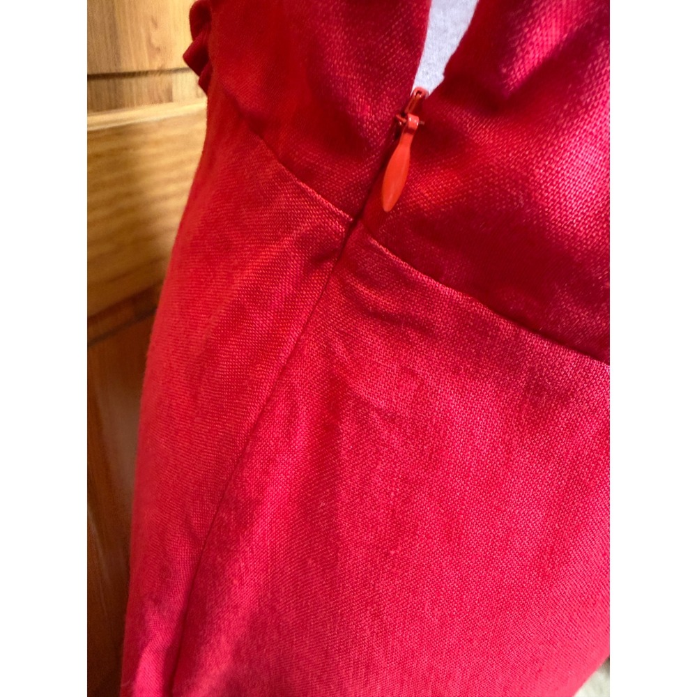Farm Rio Red 3D Flower Euroflax Premium Linen Maxi Dress Large - Picture 13 of 16